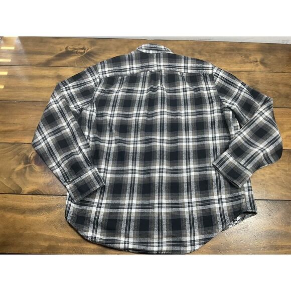 Eddie Bauer Mens Flannel Button Down Plaid Long Sleeve Shirt Gray Size Large - Picture 6 of 6